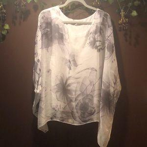 Sheer blouse with built in cream tank